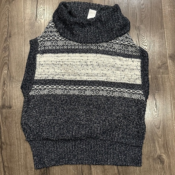 BCBGmaxazria Womens Sweater M/L Blue Wool Elinor Knit Cowl Neck Fair isle Hi-Low - Picture 2 of 12